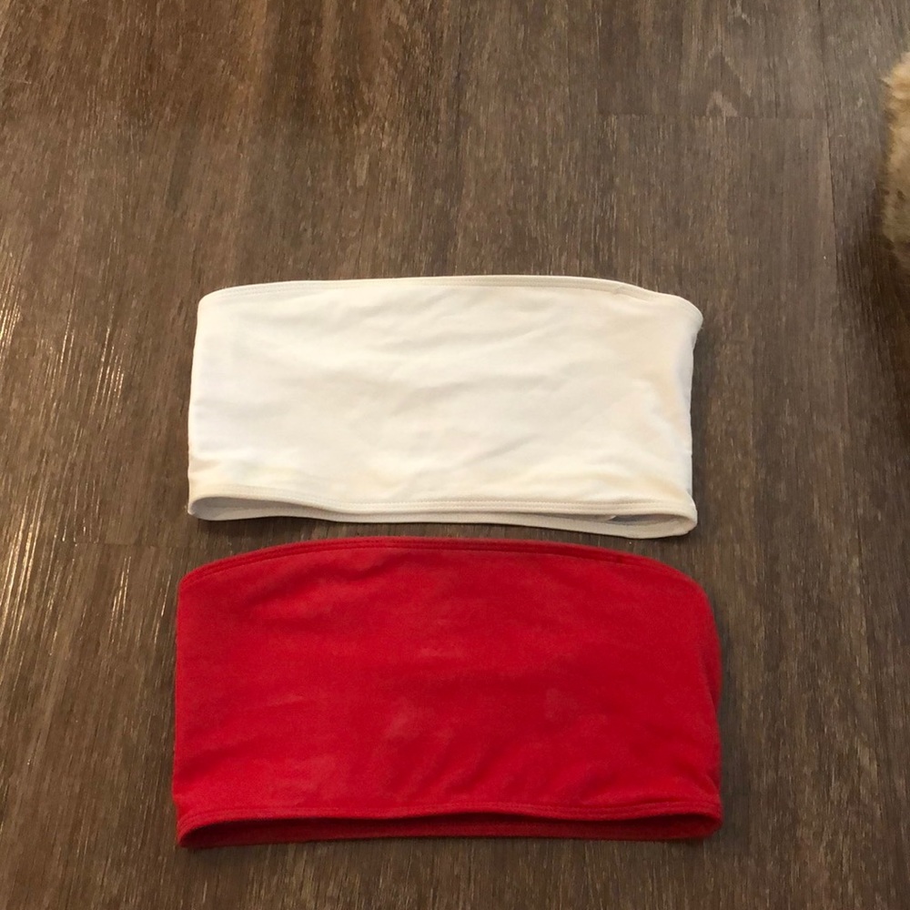 Two Forever 21 bandeau swim tops without padding